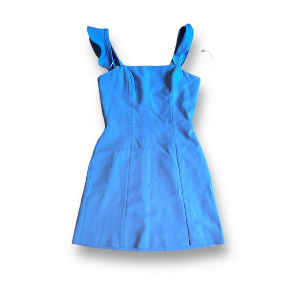 French Connection Whisper Ruffled Strap Dress Periwinkle Size 2 Paradiso Blue - Picture 2 of 10